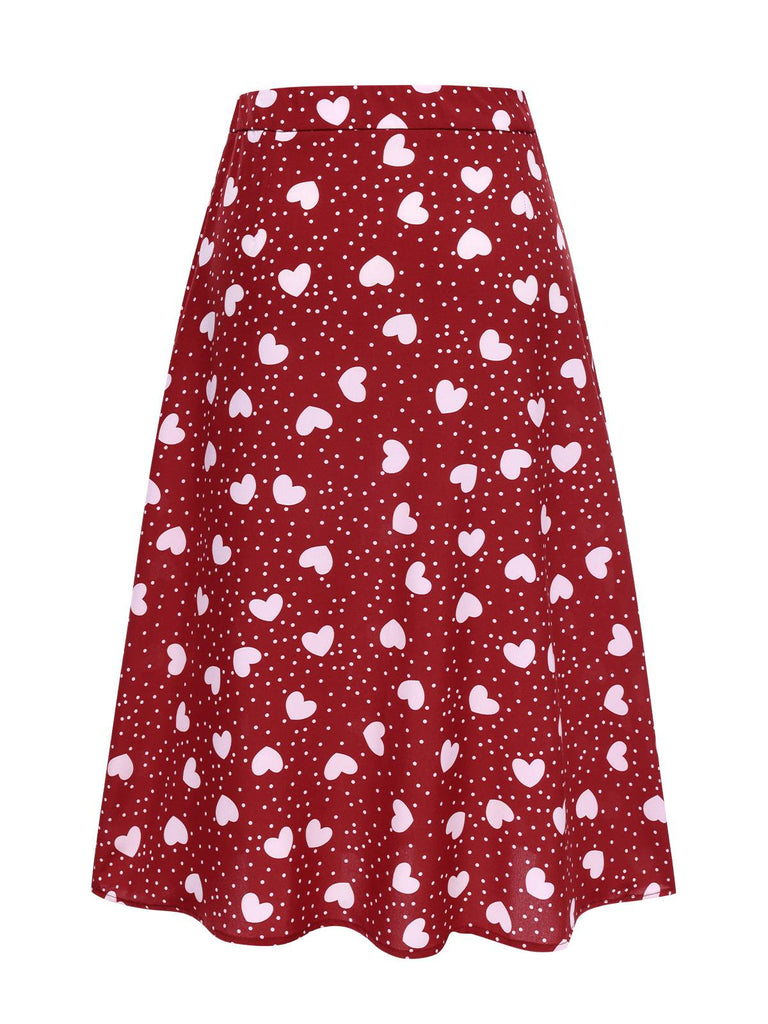 1950s Heart Dots Slit ALine | 1950s | vintage skirt, retro style