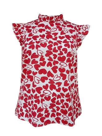 Red 1950s Heart Sleeveless Pull On Top - vintage fashion, retro style, elegant red