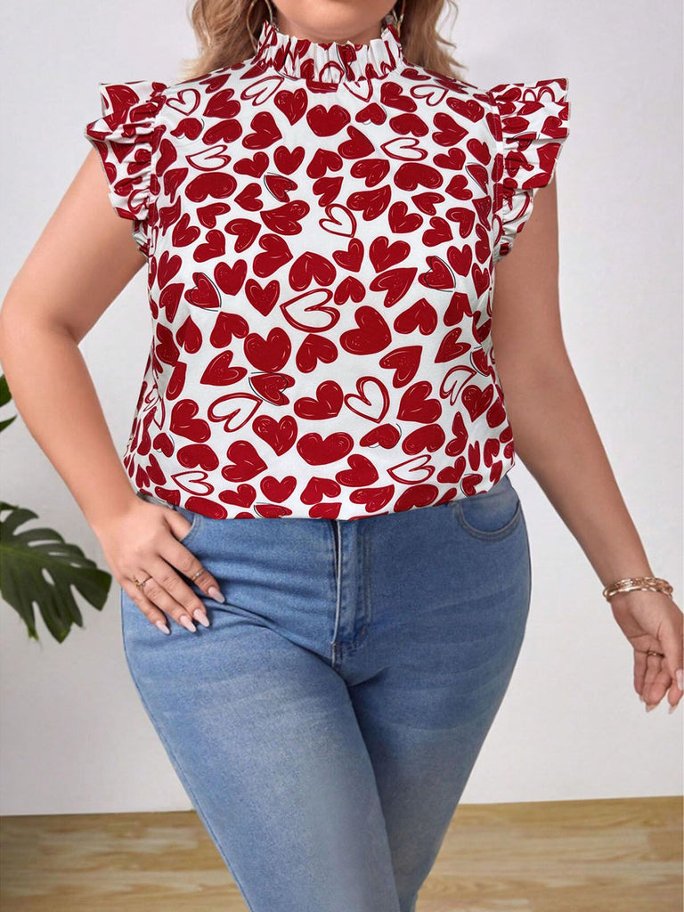Red 1950s Heart Sleeveless Pull On Top - vintage fashion, retro style, elegant red
