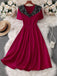 Red 1950s Lace Floral Sailor Collar Swing Dress - vintage dress, retro fashion, rockabilly