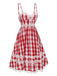 Red 1950s Plaid Lace Bow Strap Dress, vintage dress, retro fashion, rockabilly, pin-up fashion - perfect for women who love vintage and retro fashion