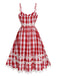 Red 1950s Plaid Lace Bow Strap Dress, vintage dress, retro fashion, rockabilly, pin-up fashion - perfect for women who love vintage and retro fashion