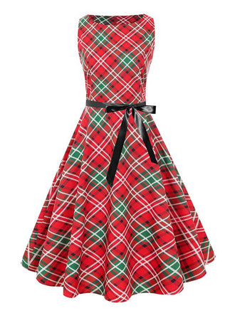 Red 1950s Plaid Sleeveless Dress: timeless style reimagined