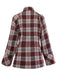 Red 1950s Plaid Tweed Stand Collar Coat - vintage fashion, retro style, elegant red