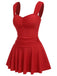 This Red 1950s Pleated Solid One-Piece Swimsuit carries 1950s vacation dreams in every stitch