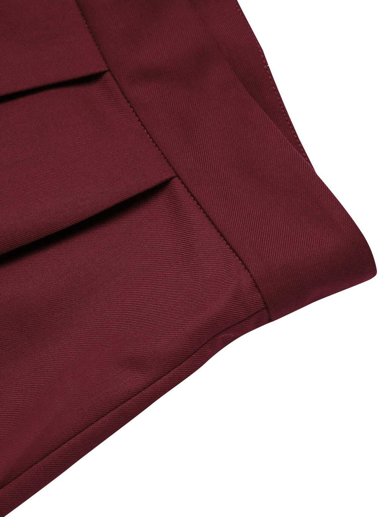 Red 1950s Pleated Turn Over Shorts: timeless style reimagined