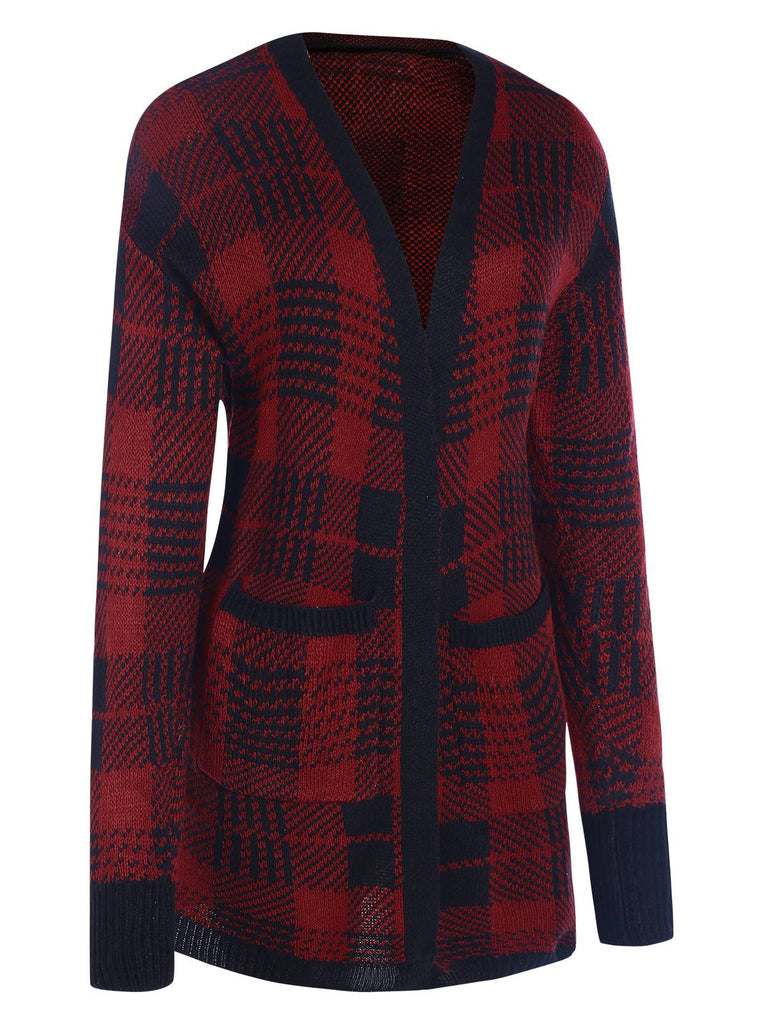 1950s Pockets Plaid Knitted Cardigan | 1950s | vintage fashion, retro style