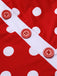 She's wearing Red 1950s Polka Dot Patchwork Halter Swimsuit and the whole beach remembers the 1950s