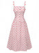 Red 1950s Polka Dot Square Neck Wide Strap Dress - vintage dress, retro fashion, rockabilly