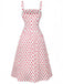 Red 1950s Polka Dot Square Neck Wide Strap Dress - vintage dress, retro fashion, rockabilly