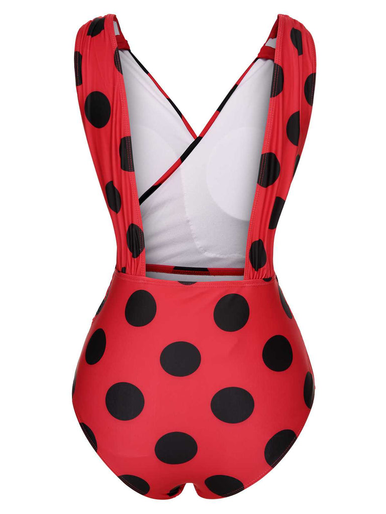 Red 1950s Polka Dots One-Piece Swimsuit — vintage elegance for the modern woman