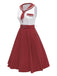 [Pre-Sale] Red 1950s Sailor Collar Belted Sleeveless A-Line Dress, vintage dress, retro fashion, rockabilly, pin-up fashion - perfect for women who love vintage and retro fashion