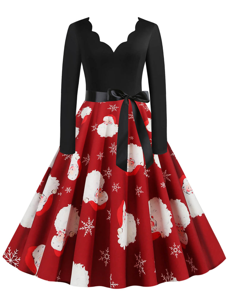 Red 1950s Santa Claus V-Neck Belt Dress: timeless style reimagined