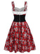 Red 1950s Snowflake Plaid Plush Trim Dress, vintage dress, retro fashion, rockabilly, pin-up fashion - perfect for women who love vintage and retro fashion
