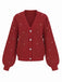 Red 1950s Solid Pearl Beading Loose Knit Cardigan, vintage fashion, retro style - perfect for women who love vintage and retro fashion