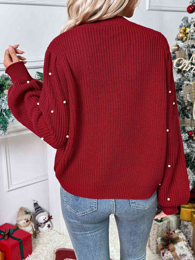 Red 1950s Solid Pearl Beading Loose Knit Cardigan, vintage fashion, retro style - perfect for women who love vintage and retro fashion