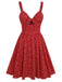 Red 1950s Spaghetti Strap Heart Print Dress: beautiful vintage dress, retro fashion, elegant style with timeless appeal