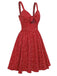 Red 1950s Spaghetti Strap Heart Print Dress | vintage dress, retro fashion, elegant style - perfect for retro fashion enthusiasts