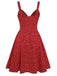 Red 1950s Spaghetti Strap Heart Print Dress - vintage dress, retro fashion, elegant style for vintage lovers