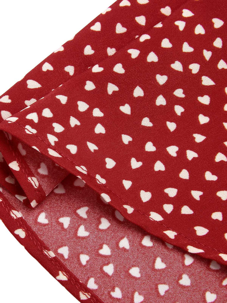 Red 1950s Spaghetti Strap Heart Print Dress - vintage dress, retro fashion, elegant style for vintage lovers