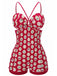 Red 1950s Strap Floral One-piece Swimsuit, vintage swimsuit, pin-up swimwear - perfect for women who love vintage and retro fashion