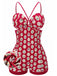 Red 1950s Strap Floral One-piece Swimsuit, vintage swimsuit, pin-up swimwear - perfect for women who love vintage and retro fashion