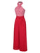 Red 1950s Strawberry Cross Halter Jumpsuit, vintage romper, retro jumpsuit - perfect for women who love vintage and retro fashion