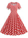She slips into this Red 1950s Sweetheart Neck Plaids Dress and suddenly it's a 1950s daydream