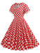 Red 1950s Sweetheart Neck Plaids Dress: where 1950s romance meets her modern spirit