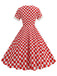 This Red 1950s Sweetheart Neck Plaids Dress wraps her in 1950s elegance, one twirl at a time