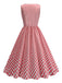 Red 1950s V-Neck Gingham Plaid Dress - vintage dress, retro fashion, rockabilly