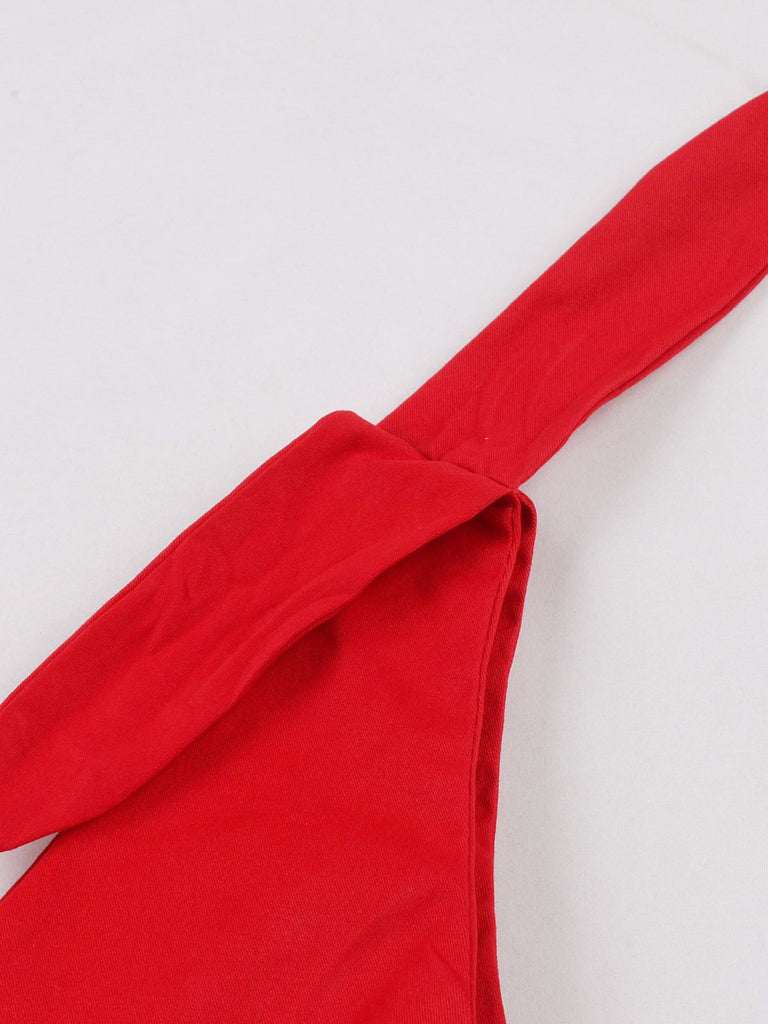 This Red 1950s V-Neck Sleeveless Solid Dress wraps her in 1950s elegance, one twirl at a time