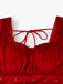 Red 1950s Velvet Pearl Ruched Tulle Bow Dress - vintage dress, retro fashion, rockabilly