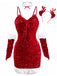 Red 1960s Christmas Sequined Twisted Dress Set - vintage dress, retro fashion, elegant red