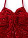 Red 1960s Christmas Sequined Twisted Dress Set - vintage dress, retro fashion, elegant red