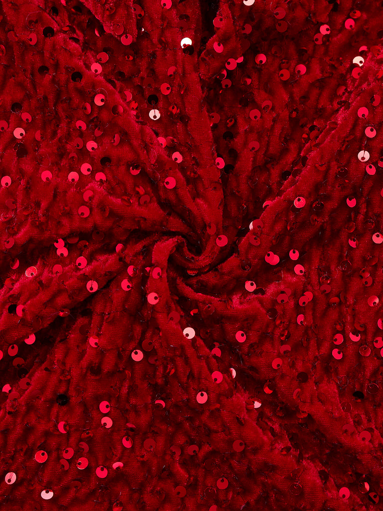 Red 1960s Christmas Sequined Twisted Dress Set - vintage dress, retro fashion, elegant red