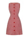 Red 1960s Gingham Plaid Button Sleeveless Dress - vintage dress, retro fashion, elegant red