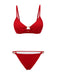 Red 1960s Glitter Ring Straps Bikini Set - vintage fashion, retro style, elegant red