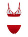 Red 1960s Glitter Ring Straps Bikini Set - vintage fashion, retro style, elegant red