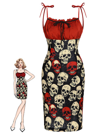 Red 1960s Halloween Skull Strap Dress: timeless style reimagined