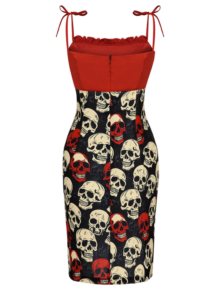 Red 1960s Halloween Skull Strap Dress, vintage dress, retro fashion - perfect for women who love vintage and retro fashion