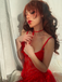 Red 1960s Heart Mesh Flower Edge Nightdress - vintage dress, retro fashion, elegant red