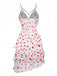 Red 1960s Heart Ruffled Mesh Slip Nightgown - vintage nightgown, retro sleepwear, elegant red