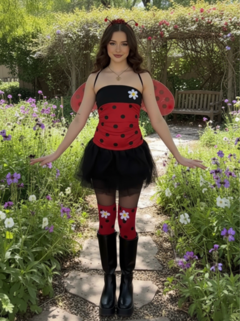 Red 1960s Miraculous Ladybug Cosplay Costume Set - vintage fashion, retro style, elegant red