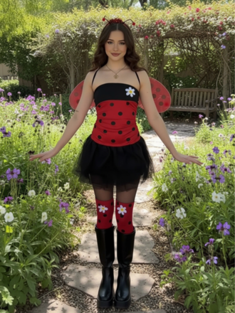 Red 1960s Miraculous Ladybug Cosplay Costume Set - vintage fashion, retro style, elegant red