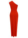 This Red 1960s One Shoulder Slit Long Dress wraps her in 1960s elegance, one twirl at a time