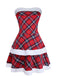 Red 1960s Plaid Strapless Patchwork Dress Set - vintage dress, retro fashion, elegant red