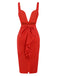 Red 1960s Ruffled Open Back Suspender Dress, vintage dress, retro fashion - perfect for women who love vintage and retro fashion
