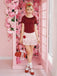 Red 1960s Ruffled Polka Dot Rose Mini Skirt - vintage skirt, retro style, elegant red