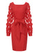 She slips into this Red 1960s Solid Bow 3D Flowers Mesh Dress and suddenly it's a 1960s daydream